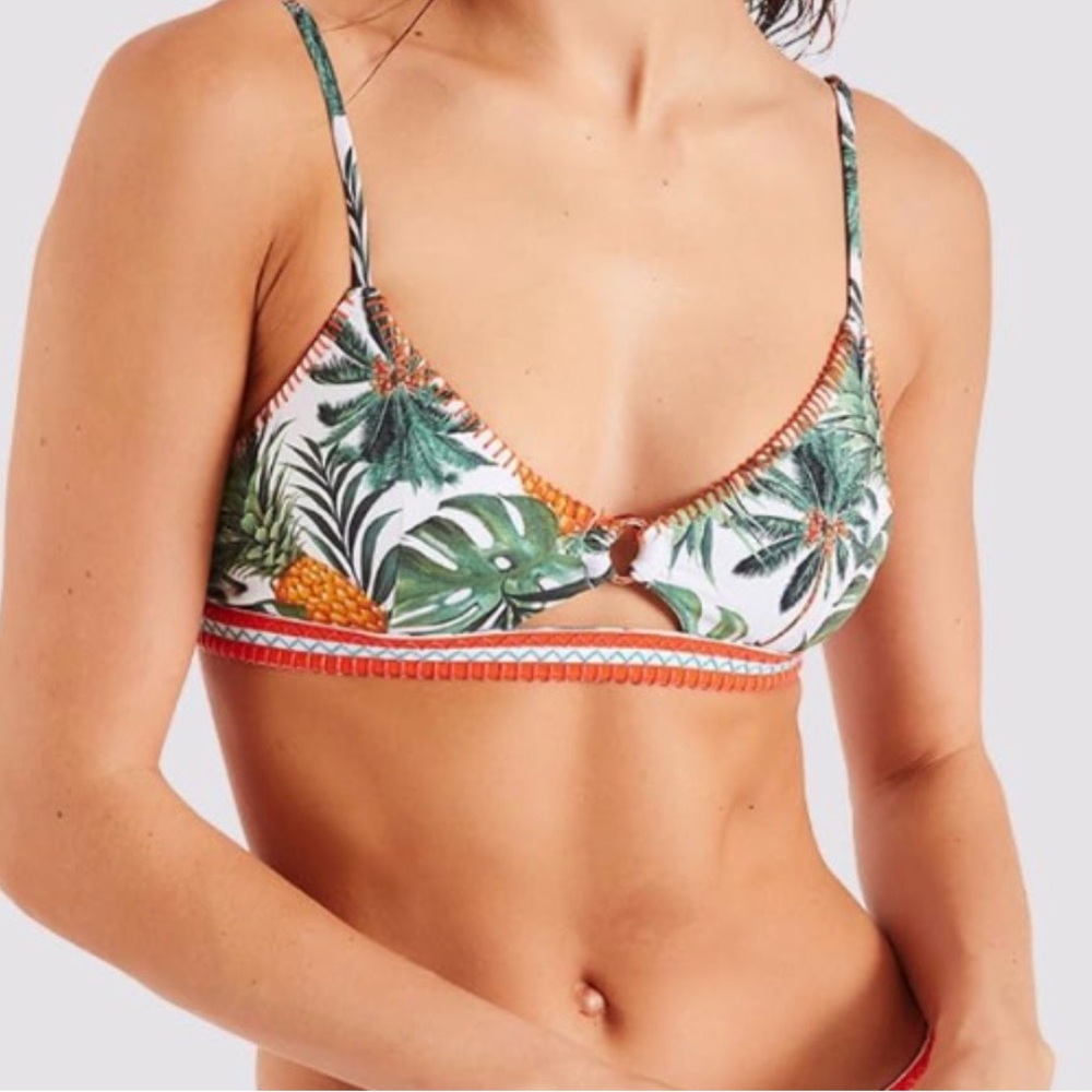 Bananamoon Tropical Pineapple Print Bikini Top w. Cutout Detail